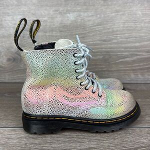 Dr Martens 1460 Pascal Iridescent 8-Eye Toddler Girl Sz 9 Rainbow Boots